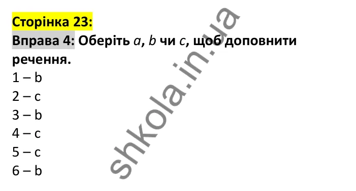 Відповідь до вправи 4, сторінка 23 - ГДЗ Англійська мова 7 клас Карпюк 2024. Робочий зошит