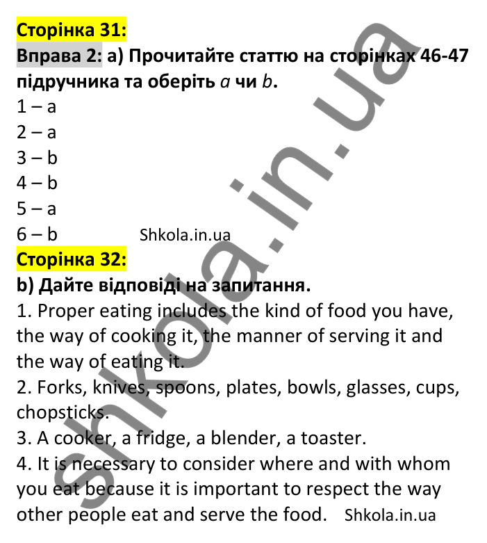 Відповідь до вправи 2, сторінка 31 - ГДЗ Англійська мова 7 клас Карпюк 2024. Робочий зошит