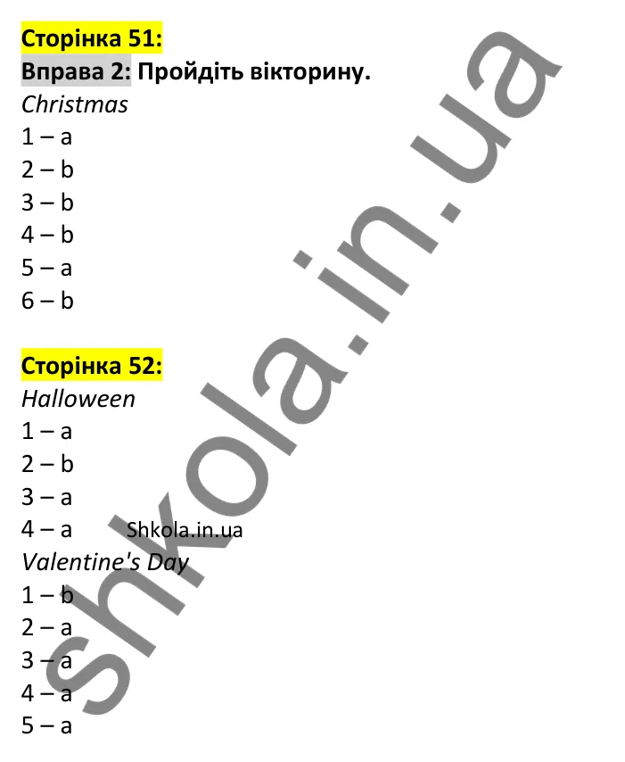 Відповідь до вправи 2, сторінка 51 - ГДЗ Англійська мова 7 клас Карпюк 2024. Робочий зошит