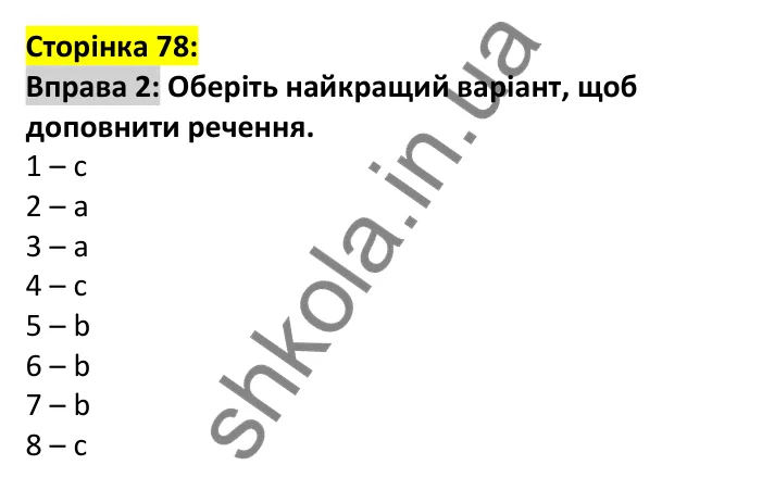 Відповідь до вправи 2, сторінка 78 - ГДЗ Англійська мова 7 клас Карпюк 2024. Робочий зошит