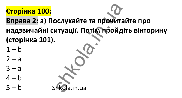 p100-ex2 Відповідь до вправи 2, сторінка 100 - ГДЗ Англійська мова 7 клас Карпюк 2024