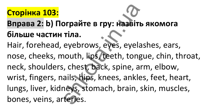 p103-ex2 Відповідь до вправи 2, сторінка 103 - ГДЗ Англійська мова 7 клас Карпюк 2024
