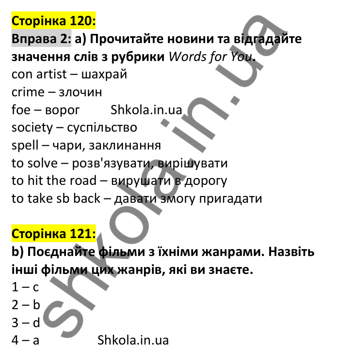p120-ex2 Відповідь до вправи 2, сторінка 120 - ГДЗ Англійська мова 7 клас Карпюк 2024