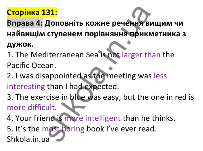 p131-ex4 Відповідь до вправи 4, сторінка 131 - ГДЗ Англійська мова 7 клас Карпюк 2024