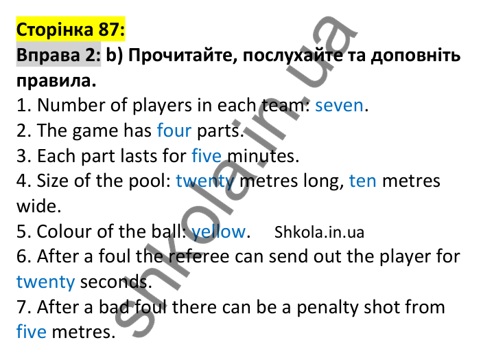 p87-ex2 Відповідь до вправи 2, сторінка 87 - ГДЗ Англійська мова 7 клас Карпюк 2024