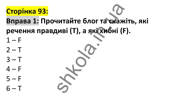 p93-ex1 Відповідь до вправи 1, сторінка 93 - ГДЗ Англійська мова 7 клас Карпюк 2024