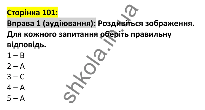 p101-l-ex1 Відповідь до вправи 1, сторінка 101 (аудіювання) - ГДЗ Англійська мова 7 клас Коста 2024
