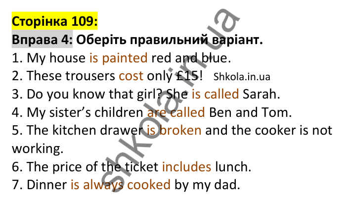 p109-g-ex4 Відповідь до вправи 4, сторінка 109 (граматика) - ГДЗ Англійська мова 7 клас Коста 2024