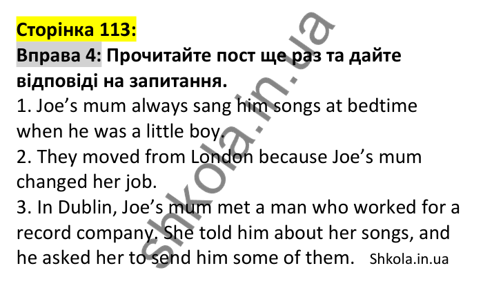 p113-ex4 Відповідь до вправи 4, сторінка 113 - ГДЗ Англійська мова 7 клас Коста 2024