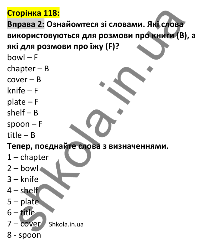 p118-v-ex2 Відповідь до вправи 2, сторінка 118 (лексика) - ГДЗ Англійська мова 7 клас Коста 2024