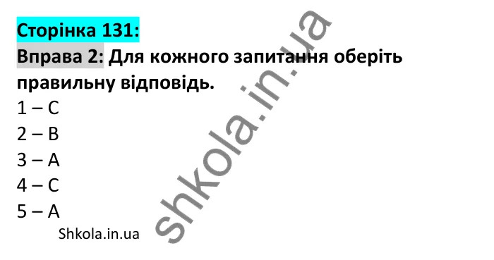 Відповідь до вправи 2, сторінка 131 - ГДЗ Англійська мова 7 клас Коста 2024