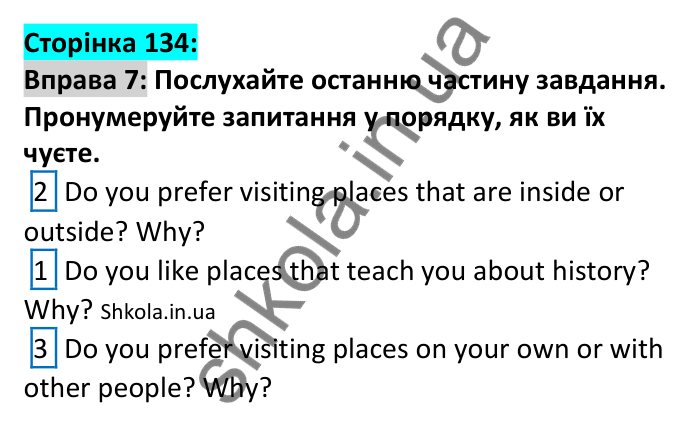 p134-ex7 Відповідь до вправи 7, сторінка 134 - ГДЗ Англійська мова 7 клас Коста 2024