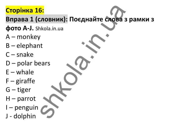 p16-v-ex1 Відповідь до вправи 1, сторінка 16 (лексика) - ГДЗ Англійська мова 7 клас Коста 2024