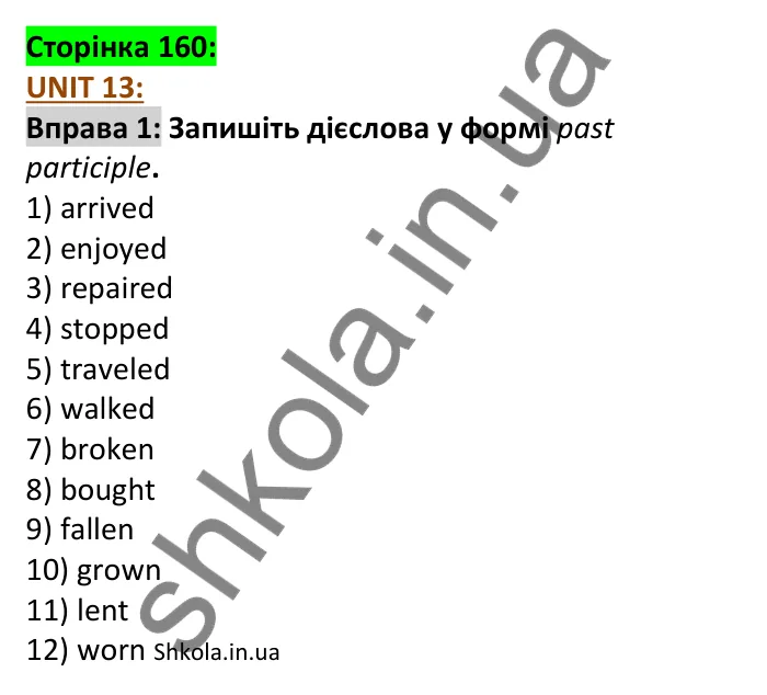 p160-u13-ex1 Відповідь до вправи 1 юніта 13, сторінка 160 - ГДЗ Англійська мова 7 клас Коста 2024