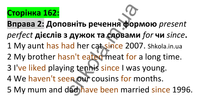 Відповідь до вправи 2 юніта 15, сторінка 162 - ГДЗ Англійська мова 7 клас Коста 2024