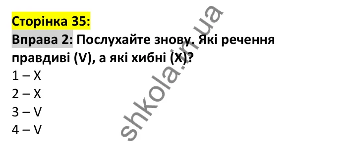 p35-l-ex2 Відповідь до вправи 2, сторінка 35 (аудіювання) - ГДЗ Англійська мова 7 клас Коста 2024