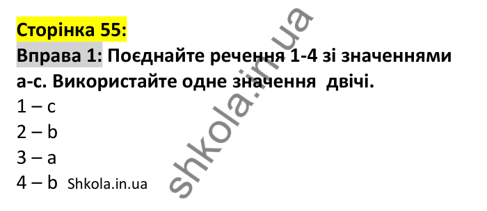 Відповідь до вправи 1, сторінка 55 - ГДЗ Англійська мова 7 клас Коста 2024