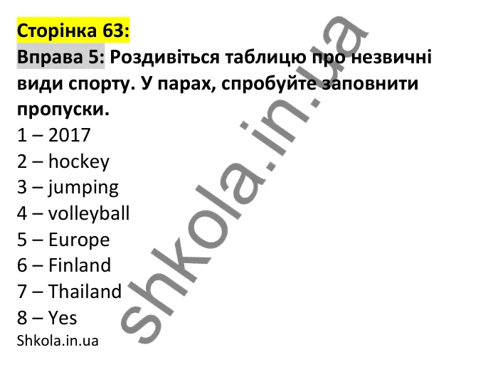 Відповідь до вправи 5, сторінка 63 - ГДЗ Англійська мова 7 клас Коста 2024