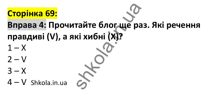 p69-ex4 Відповідь до вправи 4, сторінка 69 - ГДЗ Англійська мова 7 клас Коста 2024