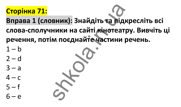 Відповідь до вправи 1, сторінка 71 (лексика) - ГДЗ Англійська мова 7 клас Коста 2024