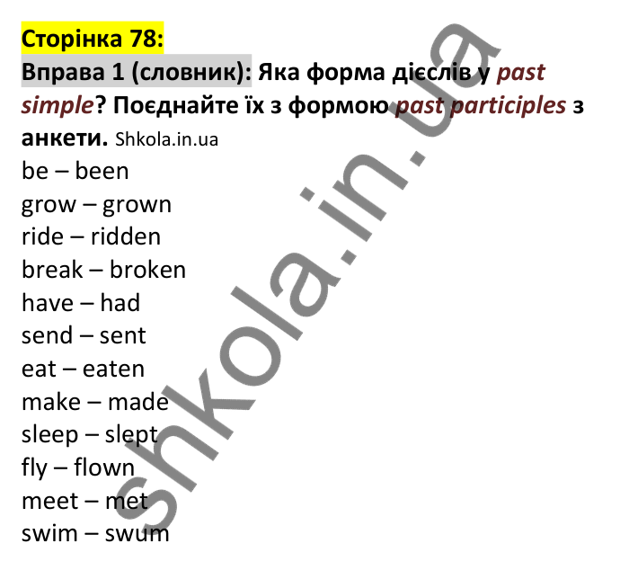 p78-v-ex1 Відповідь до вправи 1, сторінка 78 (лексика) - ГДЗ Англійська мова 7 клас Коста 2024