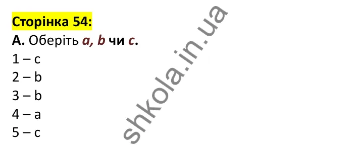 Відповідь до завдання A, сторінка 54 - ГДЗ Англійська мова 7 клас Мітчелл 2024 робочий зошит. Full Blast Plus 7 Workbook