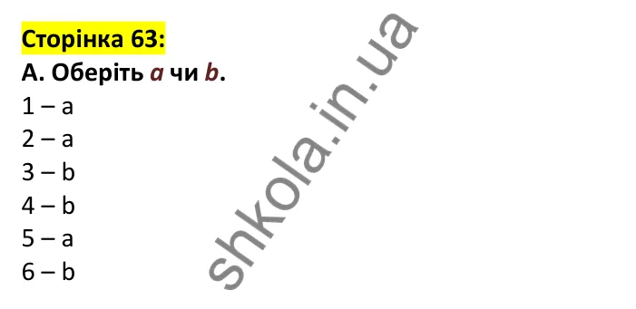 Відповідь до завдання A, сторінка 63 - ГДЗ Англійська мова 7 клас Мітчелл 2024 робочий зошит. Full Blast Plus 7 Workbook