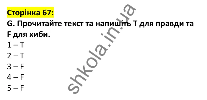 Відповідь до завдання G, сторінка 67 - ГДЗ Англійська мова 7 клас Мітчелл 2024 робочий зошит. Full Blast Plus 7 Workbook