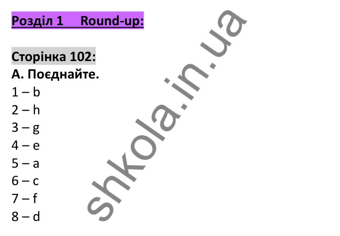 Відповідь до завдання A, Round up 1, сторінка 102 - ГДЗ Англійська мова 7 клас Мітчелл 2024. Full Blast Plus for Ukraine 7