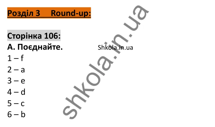 Відповідь до завдання A, Round up 3, сторінка 106 - ГДЗ Англійська мова 7 клас Мітчелл 2024. Full Blast Plus for Ukraine 7