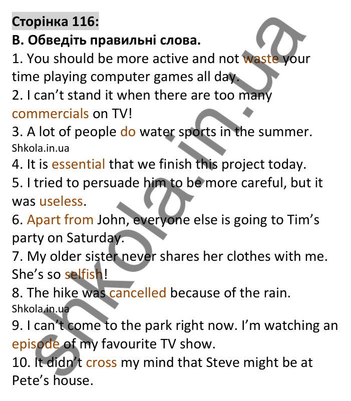 Відповідь до завдання B, Round up 8, сторінка 116 - ГДЗ Англійська мова 7 клас Мітчелл 2024. Full Blast Plus for Ukraine 7