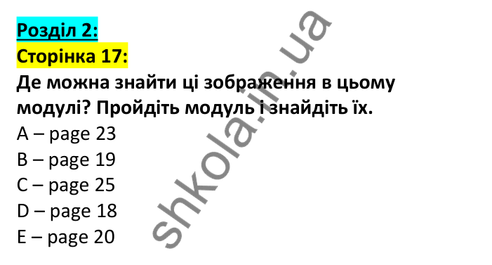 Відповідь до вступної сторінки модуля 2, сторінка 17 - ГДЗ Англійська мова 7 клас Мітчелл 2024. Full Blast Plus for Ukraine 7