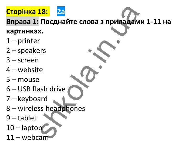 Відповідь до вправи 1, сторінка 18 - ГДЗ Англійська мова 7 клас Мітчелл 2024. Full Blast Plus for Ukraine 7