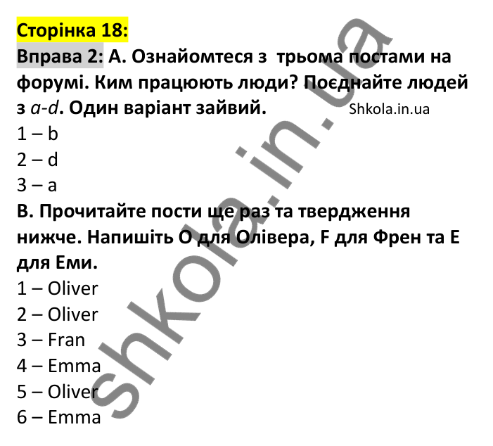 Відповідь до вправи 2, сторінка 18 - ГДЗ Англійська мова 7 клас Мітчелл 2024. Full Blast Plus for Ukraine 7
