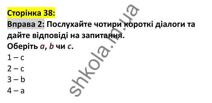 Відповідь до вправи 2, сторінка 38 - ГДЗ Англійська мова 7 клас Мітчелл 2024. Full Blast Plus for Ukraine 7