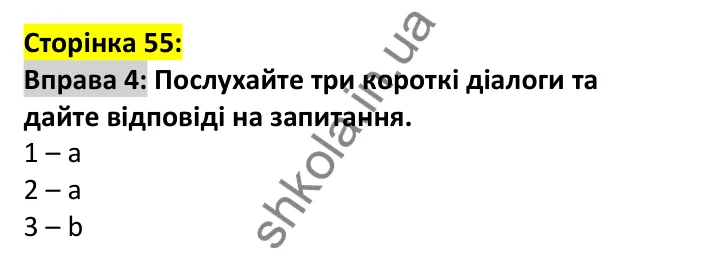 Відповідь до вправи 4, сторінка 55 - ГДЗ Англійська мова 7 клас Мітчелл 2024. Full Blast Plus for Ukraine 7