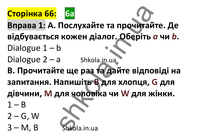Відповідь до вправи 1, сторінка 66 - ГДЗ Англійська мова 7 клас Мітчелл 2024. Full Blast Plus for Ukraine 7