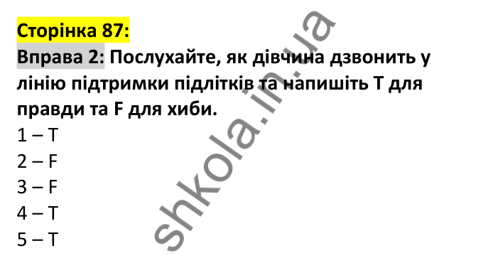 Відповідь до вправи 2, сторінка 87 - ГДЗ Англійська мова 7 клас Мітчелл 2024. Full Blast Plus for Ukraine 7