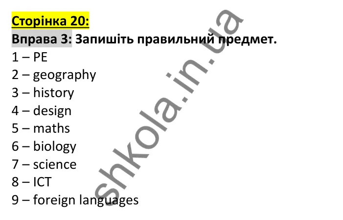 Відповідь до вправи 3, сторінка 20 (лексика) - ГДЗ Англійська мова 7 клас Коста робочий зошит 2024. Prepare 7 Workbook