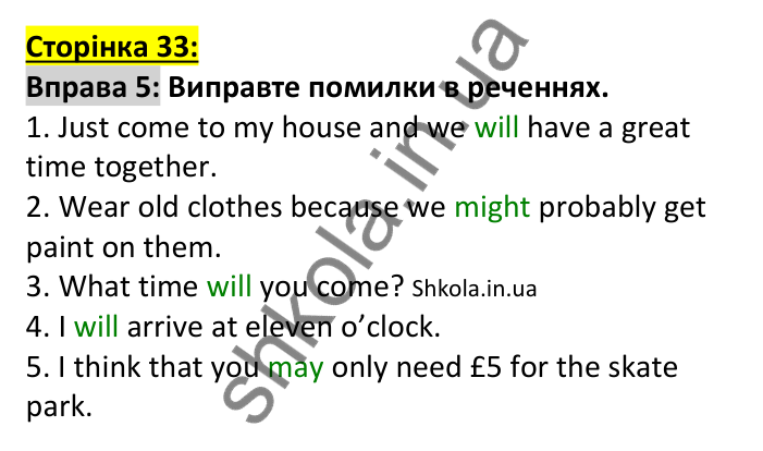 Відповідь до вправи 5, сторінка 33 (граматика) - ГДЗ Англійська мова 7 клас Коста робочий зошит 2024. Prepare 7 Workbook