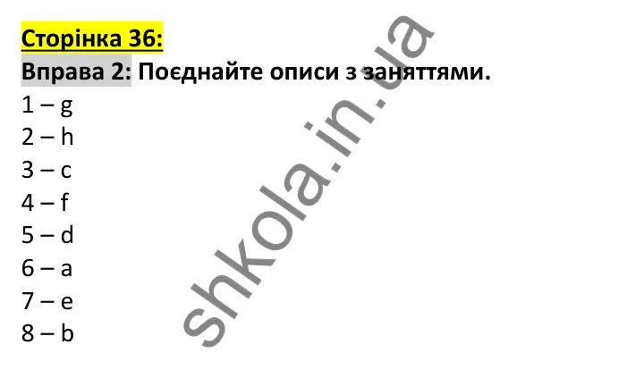 Відповідь до вправи 2, сторінка 36 (письмо) - ГДЗ Англійська мова 7 клас Коста робочий зошит 2024. Prepare 7 Workbook