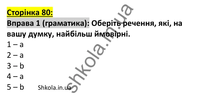 Відповідь до вправи 1, сторінка 80 (граматика) - ГДЗ Англійська мова 7 клас Коста робочий зошит 2024. Prepare 7 Workbook