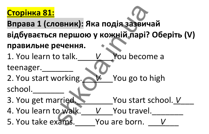 Відповідь до вправи 1, сторінка 81 (лексика) - ГДЗ Англійська мова 7 клас Коста робочий зошит 2024. Prepare 7 Workbook