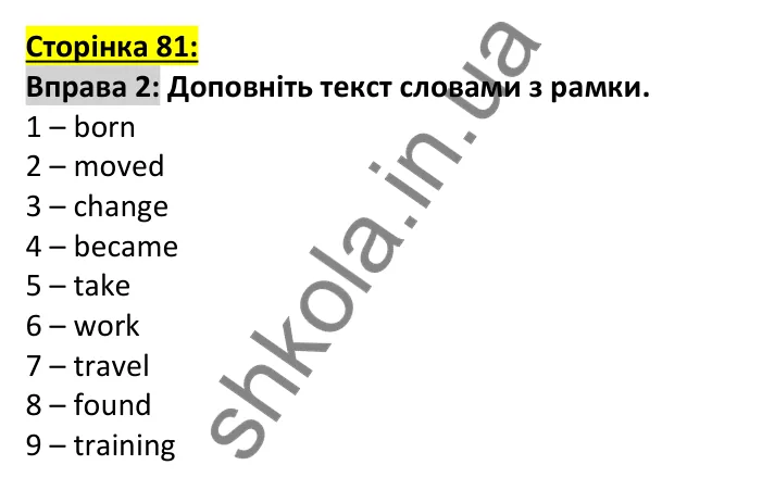 Відповідь до вправи 2, сторінка 81 (лексика) - ГДЗ Англійська мова 7 клас Коста робочий зошит 2024. Prepare 7 Workbook