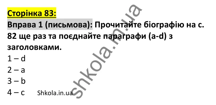 Відповідь до вправи 1, сторінка 83 (письмо) - ГДЗ Англійська мова 7 клас Коста робочий зошит 2024. Prepare 7 Workbook
