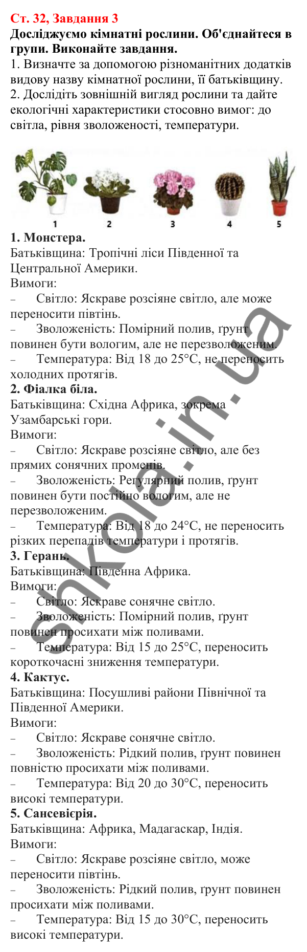 Відповідь до завдання 3 (с. 32) з біології для 7 класу (Кулініч, 2024, робочий зошит): Як вищі рослини пристосовуються до умов існування