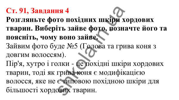 Відповідь до завдання 4 (с. 91) з біології для 7 класу (Кулініч, 2024, робочий зошит): Характерні риси ссавців