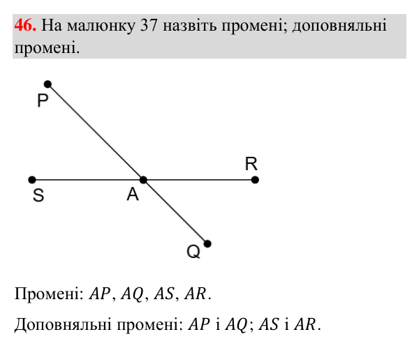 Завдання 46 Відповідь до завдання 46 (с. 18) з геометрії для 7 класу (Бурда, 2024): Точки, прямі, промені