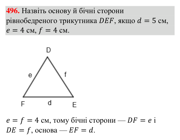Відповідь до завдання 496 (с. 127) з геометрії для 7 класу (Бурда, 2024): Трикутник і його елементи
