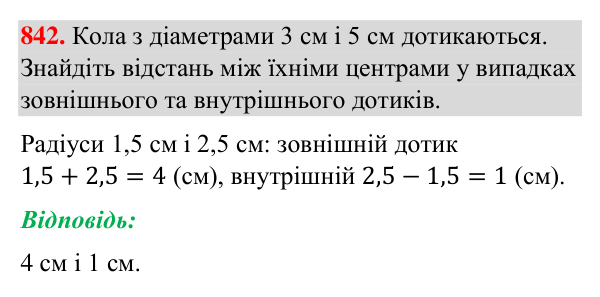 Завдання 842 Відповідь до завдання 842 (с. 201) з геометрії для 7 класу (Бурда, 2024): Коло і круг